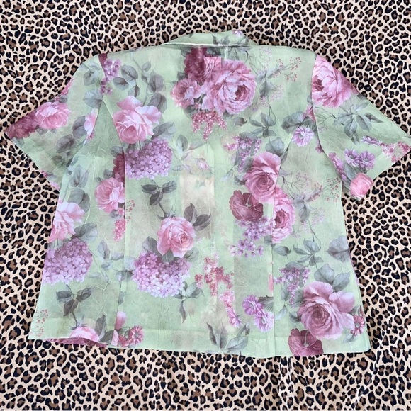 Vintage Large Blouse Floral Rose Patterned Fairycore Botanical Sheer Grandma Top - Picture 2 of 5